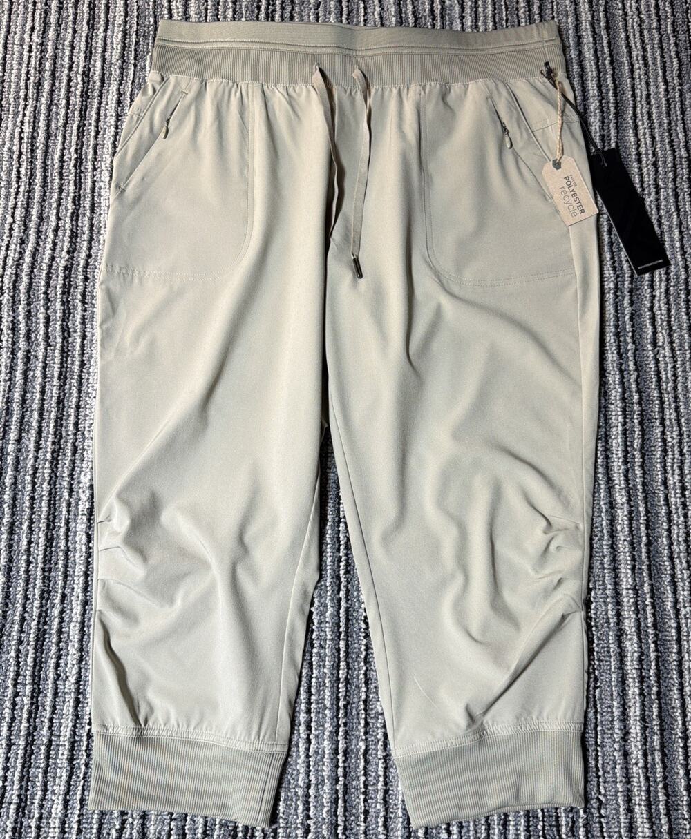 Kyodan women’s L Pants Pull On crop jogger Pockets Drawing Women's beige/tan NWT